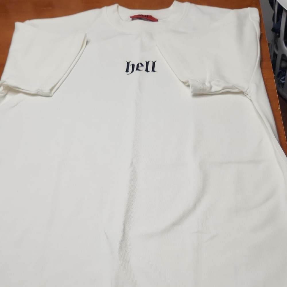 White Short Sleeve Tee with Bold Text